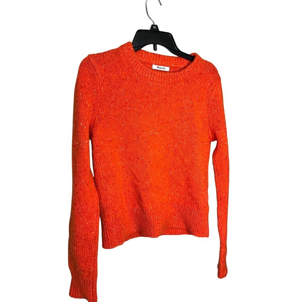 Madewell Dimma Crewneck Pullover Merino Wool Sweater Orange Womens Size Small